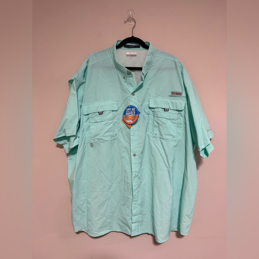 Columbia Men’s Blue Green Bahama II Short Sleeve Fishing Shirt Size 4X NWT